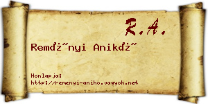 Reményi Anikó névjegykártya